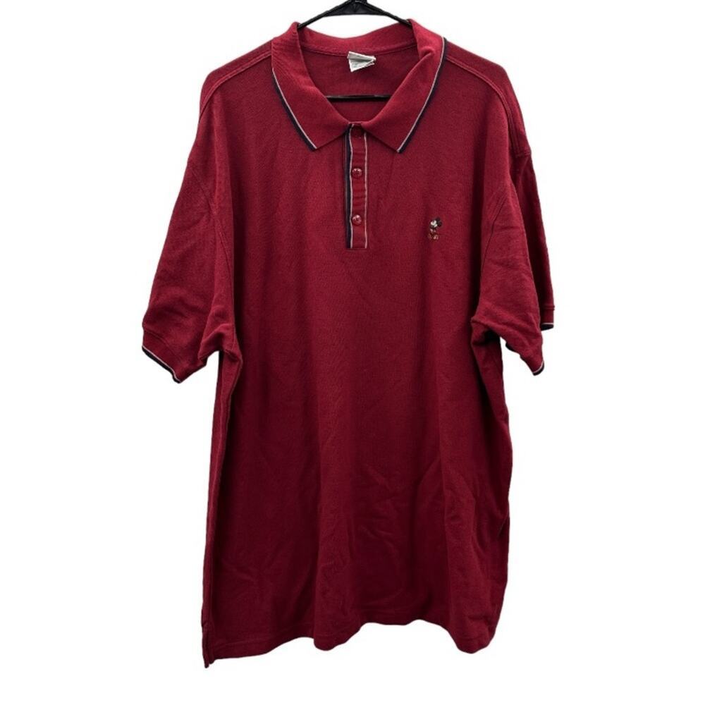 The Disney Store Vintage Red Short Sleeve Mickey Mouse Embroidered Polo Shirt‎